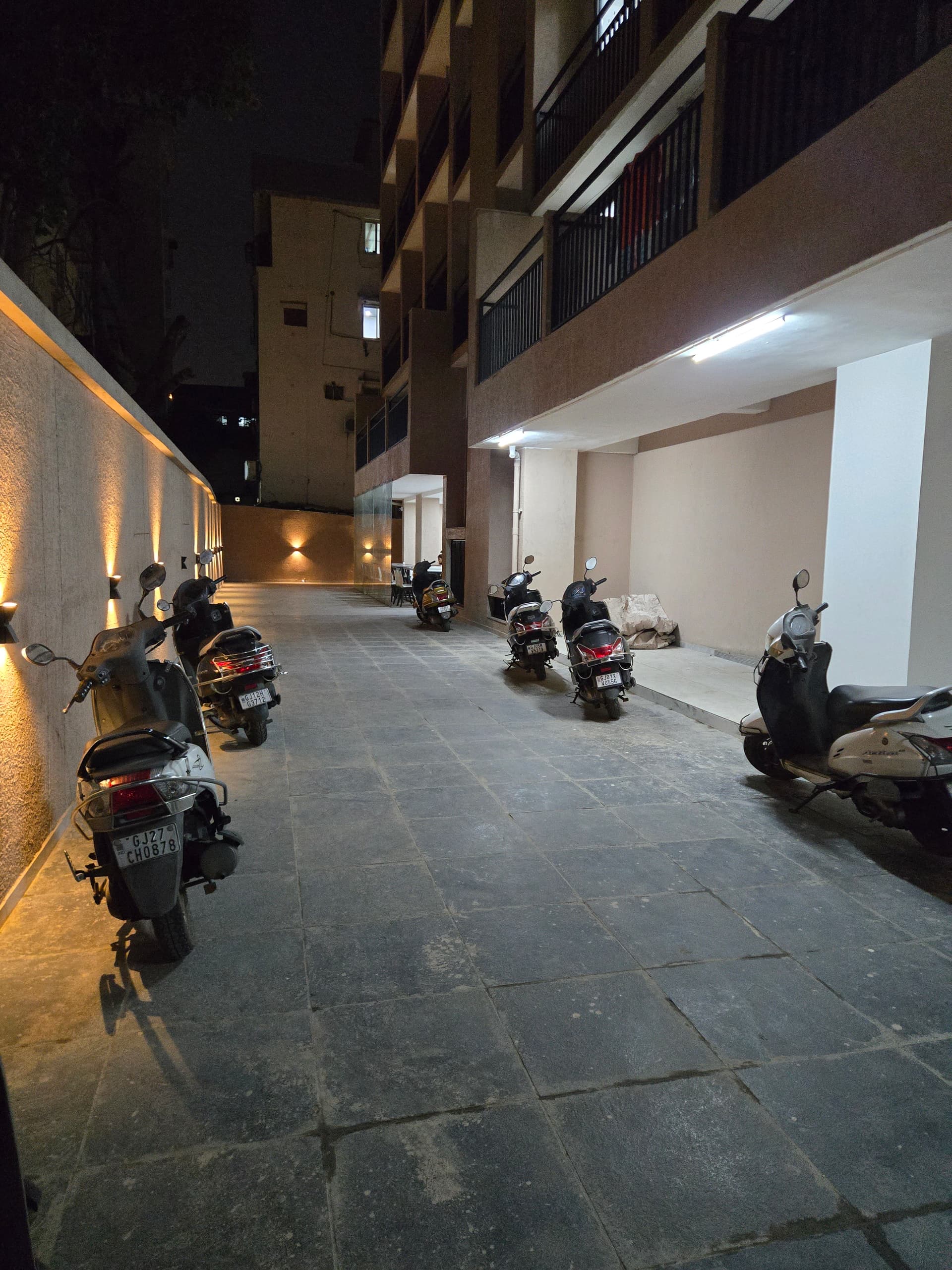 Parking area at Mansarovar Girls PG on C.G. Road, Navrangpura, Ahmedabad